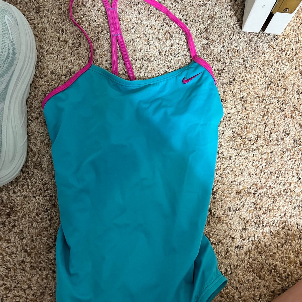 Nike Blue and Pink One Piece Swimsuit
